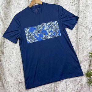 [Perry Ellis] Blue Palm Tree Tee Shirt Size S Small Mens Short SleeveT-Shirt Top